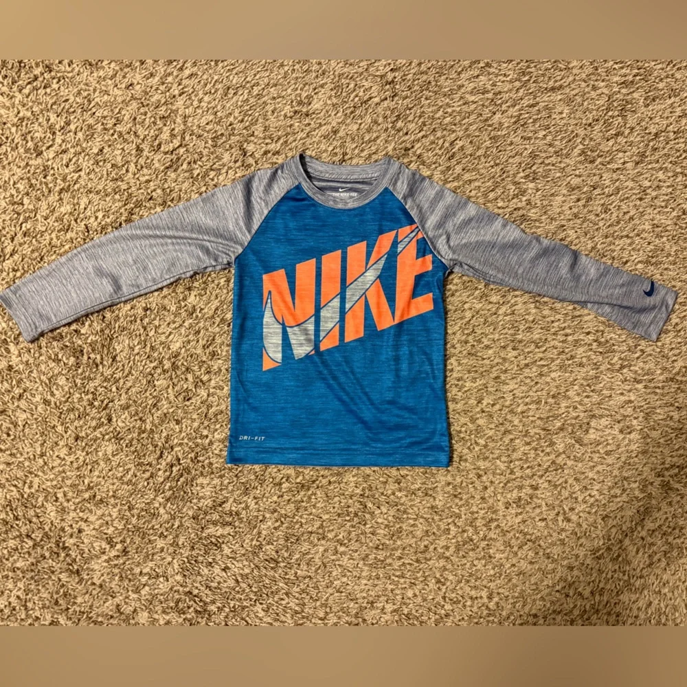 Nike Kids Blue and Gray Long Sleeve Tee